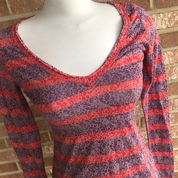 Free People / We The Free Striped Animal Print Burnout Long Sleeve Top XS - Picture 12 of 12
